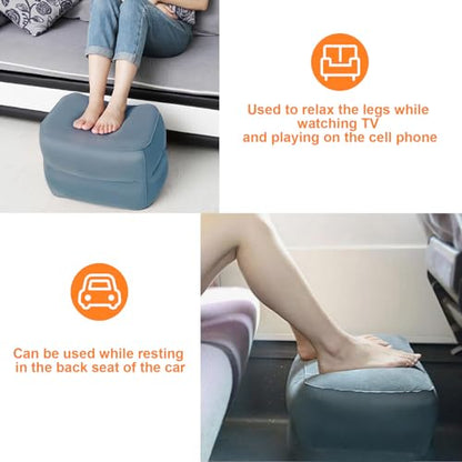 Inflatable Foot Rest Inflatable Travel Foot Rest Pillow Car Seat Footrest for Long Trips Inflatable Stool Compact and Portable Travel Essentials Suitable for Airplane, Car, Home, Office, Campsite