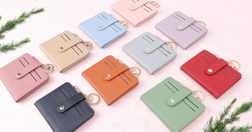 Airkit Small Wallet Women RFID, PU Leather Card Holder with Keychain - color: Deep Green