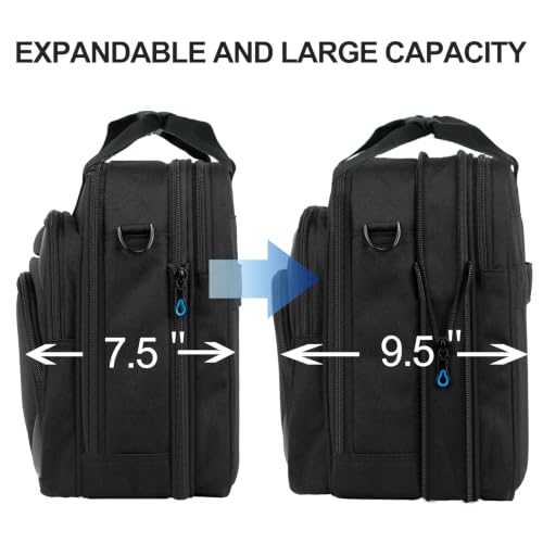 KROSER 17.3 Inch Laptop Briefcase, Computer Bag,Messenger Shoulder Bag - color: Black/Blue, size: 17.3 INCH