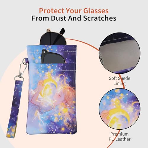 Double Eyeglass Case Soft Dual Glasses Case for Women Men Travel Squeeze Top Sunglasses Cases Eyeglasses Pouch - color: Blue Dream+cloud