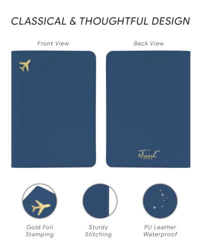 Passport Holder for Travel - RFID Blocking for Women & Men - color: Navy Blue
