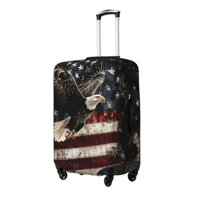 Travel Luggage Cover Bald Eagle with Flag, High Elasticity Washable Travel Baggage Protector Case Fits 22-24 in - color: Bald Eagle with Flag, size: 22-24 in