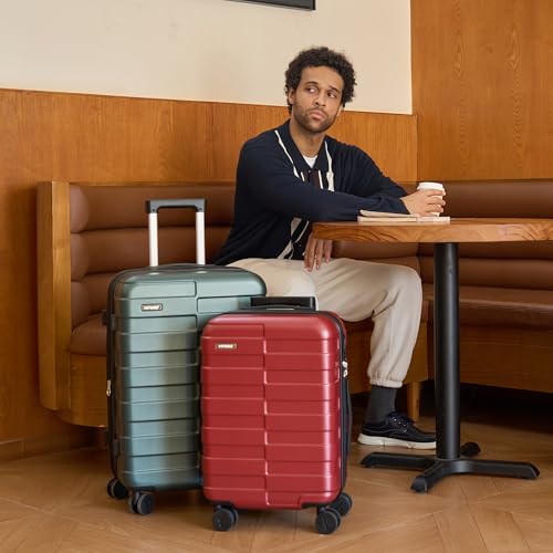 Vipbox Suitcase Set 3-Piece Hardside PC Suitcase with Wheels, Wine Red - color: Wine Red, size: 3-Piece Set (20/24/28)