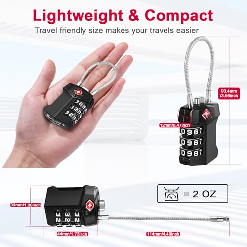 ZHEGE TSA Approved Locks for Luggage Resettable (Black, 2 Pack) - color: 2P, New Black