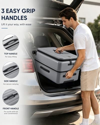 Hanke 28 Inch Top Opening Expandable Extra Large Luggage With TSA Lock，114L | PC Hard Shell Suitcase,Expandable,Detachable Toiletry Bag,Movable Dividers,Spinner Wheels for International Travel & Moving - color: Grey, size: 28 Inch