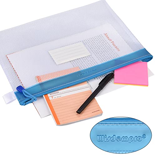 Wisdompro Zipper Pouch, 4 Pack Waterproof Mesh File Bag, Document Organizer - color: Blue/Purple