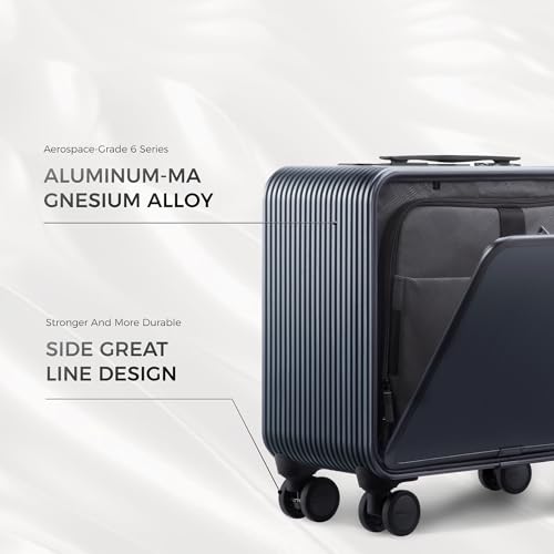 TUPLUS Quick S 16" Aluminum Carry-On Hardside Front Opening Luggage Grey | Aluminum Magnesium Alloy,Built-In Brake System,Laptop Compartment,4 Spinner Wheels,TSA Combination Lock,Business Travel - color: Grey, size: Carry-On 16-Inch