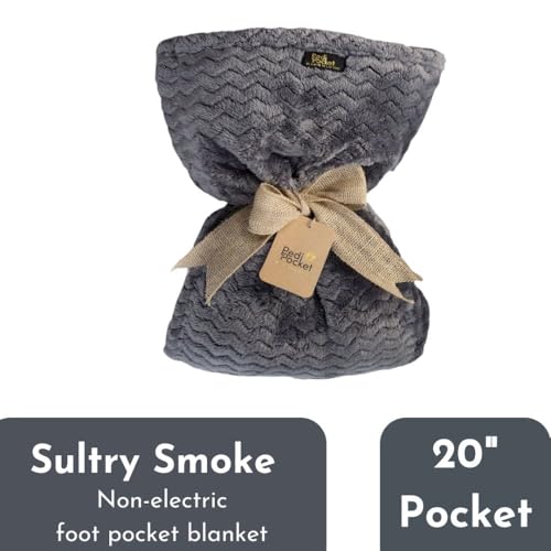 PediPocket Original Patented 50"x70" Sultry Smoke Plush Fleece Blanket - color: Sultry Smoke