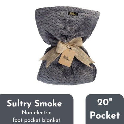 PediPocket Original Patented 50"x70" Sultry Smoke Plush Fleece Blanket - color: Sultry Smoke