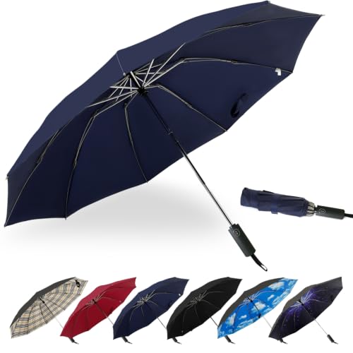 LLanxiry Compact Travel Umbrella, Windproof Automatic Umbrellas for Rain - color: Inverted-Navy