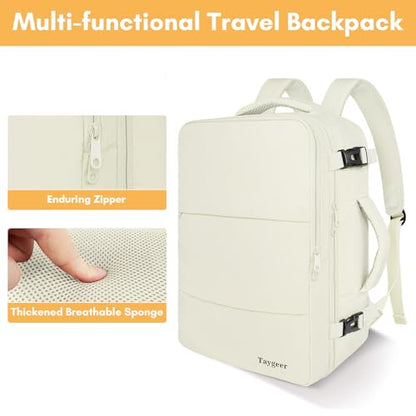 Taygeer Large Travel Backpack, 17 inch Laptop Backpack for Women - color: Creambeige, size: X-Large
