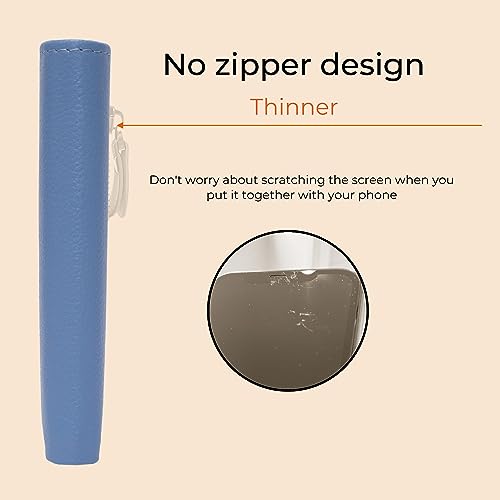 Bveyzi Ultra Slim Small RFID Wallet for Women, Leather Tiny Thin Bifold Pocket Ladies Wallet - color: Blue