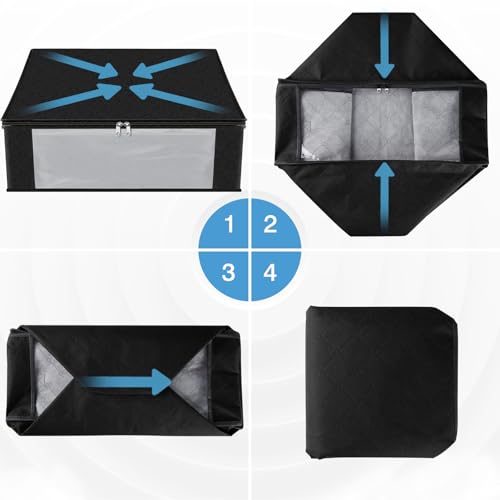HomeHacks 3-Pack Clothes Organizer Storage Bags, 35L Storage Bins, Black - color: Black