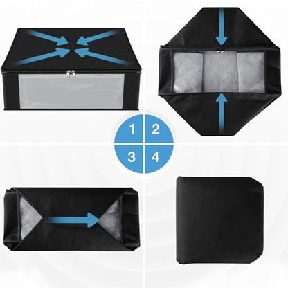 HomeHacks 3-Pack Clothes Organizer Storage Bags, 35L Storage Bins, Black - color: Black
