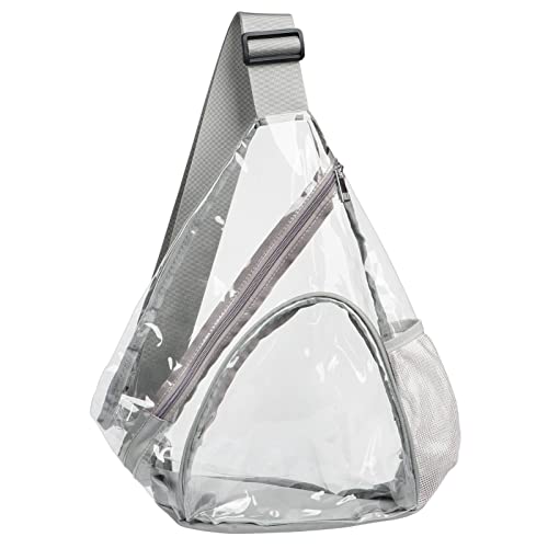 HULISEN Clear Sling Bag for Stadium Events, Transparent Crossbody Backpack - color: Grey