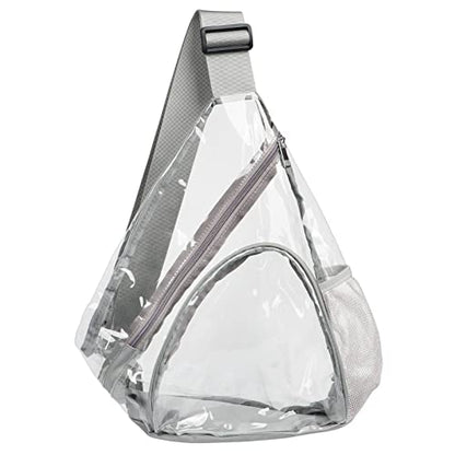 HULISEN Clear Sling Bag for Stadium Events, Transparent Crossbody Backpack - color: Grey