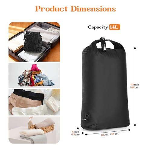 Travel Laundry Bag, Waterproof Compression Bags for Dirty Clothes - color: Black, size: Medium