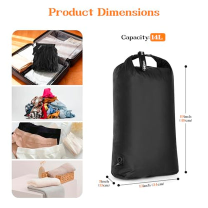 Travel Laundry Bag, Waterproof Compression Bags for Dirty Clothes - color: Black, size: Medium