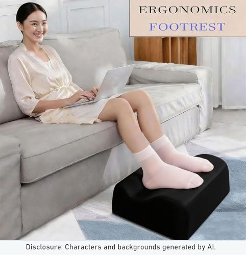 Work Foot Rest Under Desk,Comfort Foot Rest for Couch - color: Black