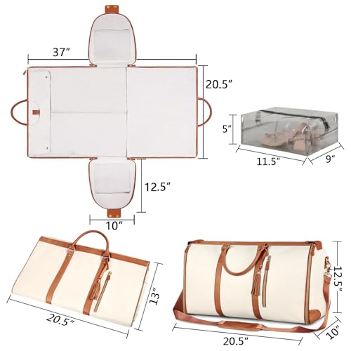Ytonet Garment Duffle Bags for Travel, Convertible Carry On Garment Bag - color: Beige, style: Tote