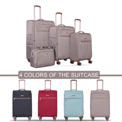 Travelhouse 4-Piece Softside Luggage Set with Spinner Wheels - color: Khaki, size: 4 piece
