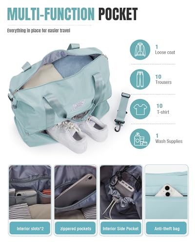 Weekender Bags for Women Travel Weekend Overnight Bag with Shoe Compartment - color: A -Light Blue