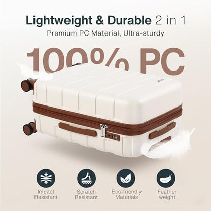 Vipbox Carry On Luggage 20 Inch Hardside PC Travel Suitcase, White - color: Elegant White, size: 20 inch