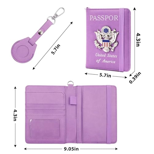 Passport Holder for Travel,Passport Cover Case with RFID (purple) - color: purple