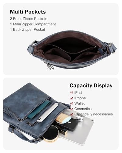 MASINTOR Crossbody Purses for Women, Multi Pocket Crossbody Bag - color: Blue Gray