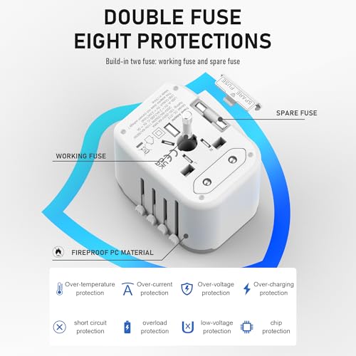 VYLEE Universal International Power Travel Plug Adapter (White Grey) - color: White Grey