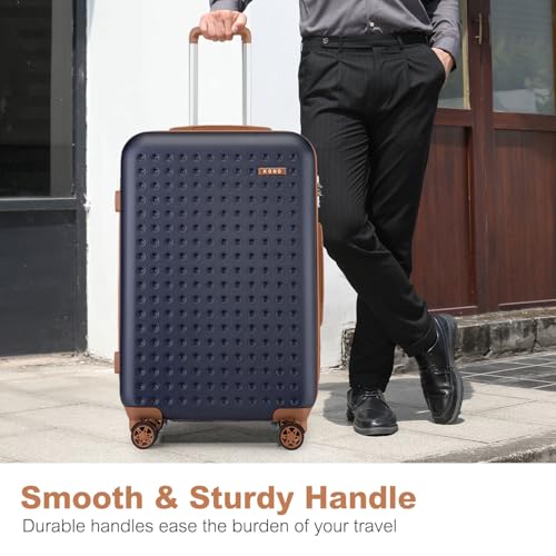 Kono 28 Inch Hard Shell Checked Luggage, 4 Spinner Wheels Suitcase, Navy - color: Navy, size: Checked-Large 28-Inch
