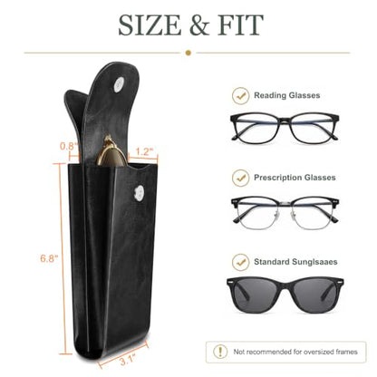 FINTIE Double Glasses Case with Carabiner Hook, Vegan Leather Eyeglass Case - color: Black