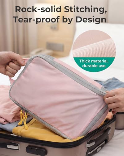 BAGSMART Compression Packing Cubes for Travel Essentials - color: Camel, size: Set of 6