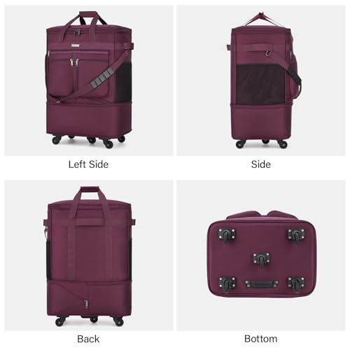 MILADA Expandable Luggage Bags for Travel Collapsible Suitcase with Wheels - color: Purple