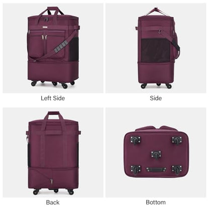 MILADA Expandable Luggage Bags for Travel Collapsible Suitcase with Wheels - color: Purple