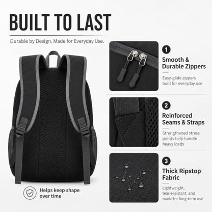 Foldable Backpack Waterproof Lightweight, 20-35L Packable Travel Daypack for Men & Women, High-Density Fabric for Air Travel, Hiking, Beach, Theme Parks, Gym & Shopping