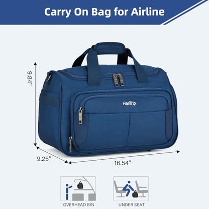 HanTrip 16 Inch Under Seat Carry On Duffle Bag for Airplanes, Blue - color: Blue, size: Carry-on 16.5-Inch