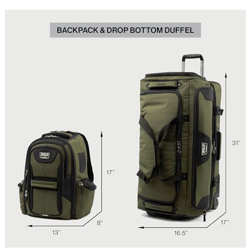 Travelpro Bold Softside Checked Large Luggage & Backpack Set, Olive/Black - color: Olive, size: Large
