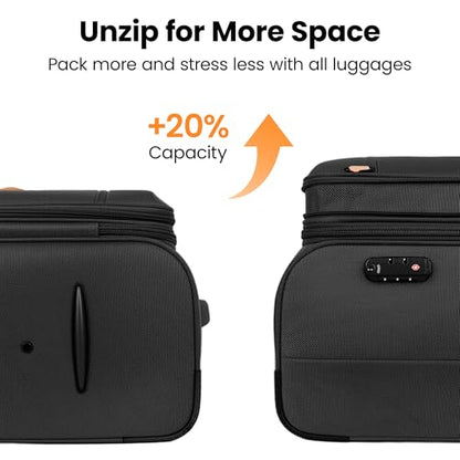 2-Piece Luggage Set(20/30in)-Expandable Luggage,TSA LOCK - color: Black, size: 2-Piece Set (20"/30")