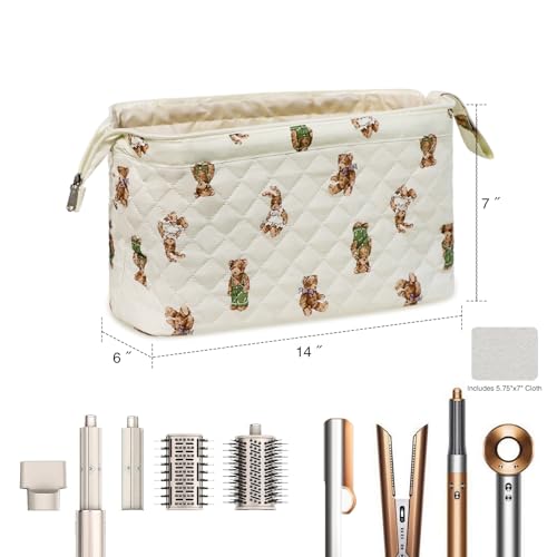 Stratalife Quilted Hair Tools Travel Bag with Polishing Cloth, Cream Bear - color: Cream Bear