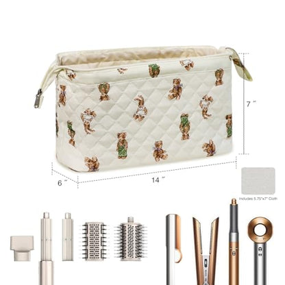Stratalife Quilted Hair Tools Travel Bag with Polishing Cloth, Cream Bear - color: Cream Bear