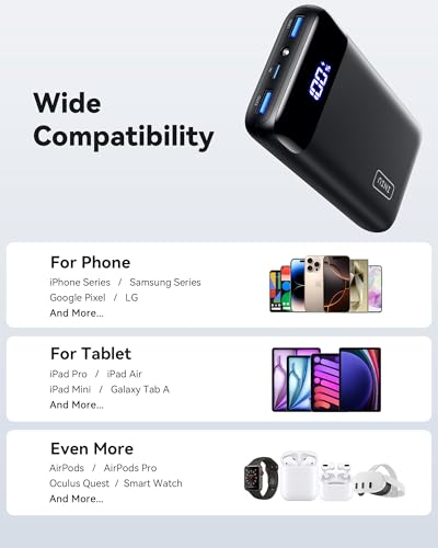 INIU 20000mAh Portable Charger, Compact 22.5W Fast Charging USBC Power Bank - color: Black, size: Classic Size