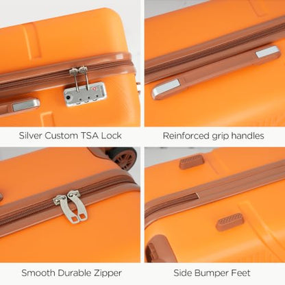 Cosbarn Luggage Sets, Durable 20,24,28 inch Suitcase Sets With Wheels - color: Orange