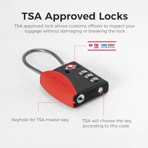 pack all TSA Approved Travel Luggage Locks, Resettable 3-Digit Code - color: Red, size: 4 Pack