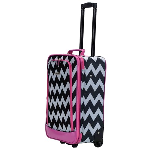 Rockland Fashion Softside 2 Piece Luggage Set, Expandable, (14" Tote/19" Upright), Pink Chevron - color: Pink Chevron, size: 2 Piece (19"/14" Tote)