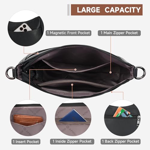 APHISON Trendy Leather Crossbody Purse, Women's Shoulder Handbag - color: Black2