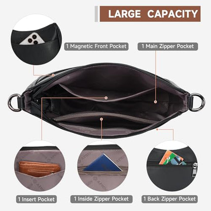 APHISON Trendy Leather Crossbody Purse, Women's Shoulder Handbag - color: Black2