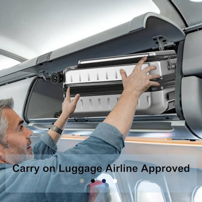 CENSIEN Expandable 20" Carry On Luggage Airline Approved with Front Pocket - color: Gray, size: 20 Inch EXT