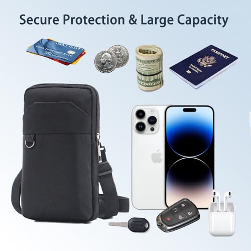 Travel Cell Phone Pouch Belt Pouch, Phone Holster Crossbody Bag with Shoulder Strap for iPhone Case Holder for Hand with Neck Lanyard Smartphone Walking Passport Wallet (Blue B) - color: Blue B
