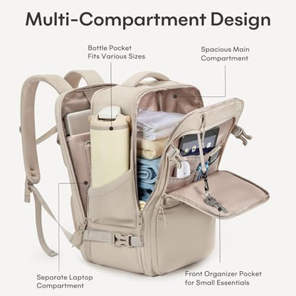 mibasies 30L Airline Approved Travel Carry On Backpack, fit 17" Laptop - color: Camel, size: X-Large